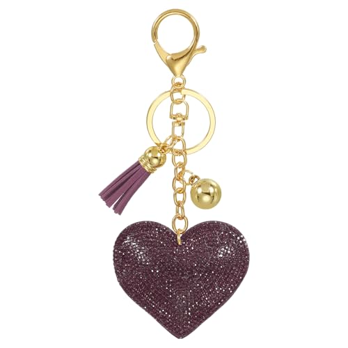 PATIKIL Liebe Schlüsselanhänger Glitzer Strasssteine, Bling Rhinestone Schlüsselanhänger Herz Charm Anhänger für Taschenanhänger Damen Handtaschen Dekor Autoschlüsselanhänger, Dunkellila PATIKIL Liebe Schlüsselanhänger Glitzer Strasssteine, Bling Rhinestone Schlüsselanhänger Herz Charm Anhänger für Taschenanhänger Damen Handtaschen Dekor Autoschlüsselanhänger, Dunkellila von PATIKIL