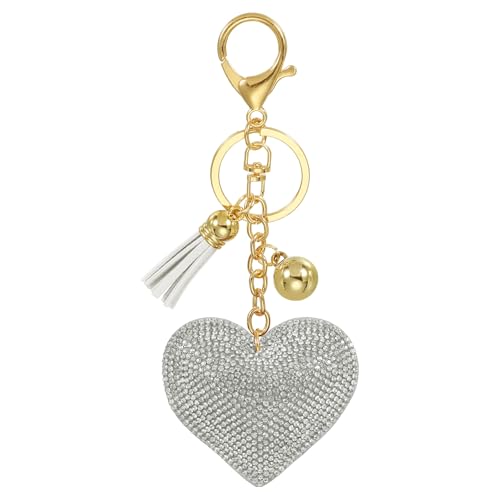 PATIKIL Liebe Schlüsselanhänger Glitzer Strasssteine, Bling Rhinestone Schlüsselanhänger Herz Charm Anhänger für Taschenanhänger Damen Handtaschen Dekor Autoschlüsselanhänger, Weiß PATIKIL Liebe Schlüsselanhänger Glitzer Strasssteine, Bling Rhinestone Schlüsselanhänger Herz Charm Anhänger für Taschenanhänger Damen Handtaschen Dekor Autoschlüsselanhänger, Weiß von PATIKIL