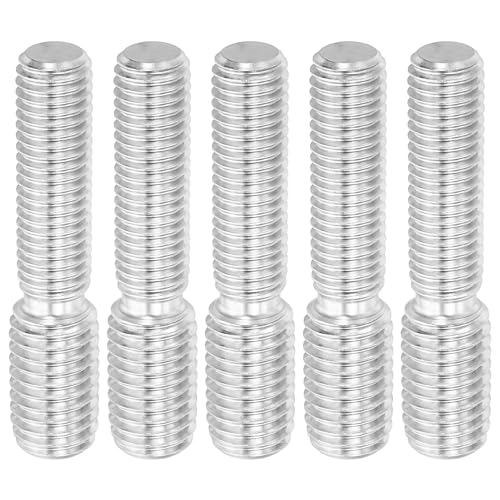 PATIKIL M10 x 1.5 auf 12 x 1.75 Doppel Ende Gewindebolzen Schraube, 5 Stück 304 Edelstahl Stangenbolzen Gewinde Reduzieradapter für Möbelbeschläge, 55mm lang von PATIKIL
