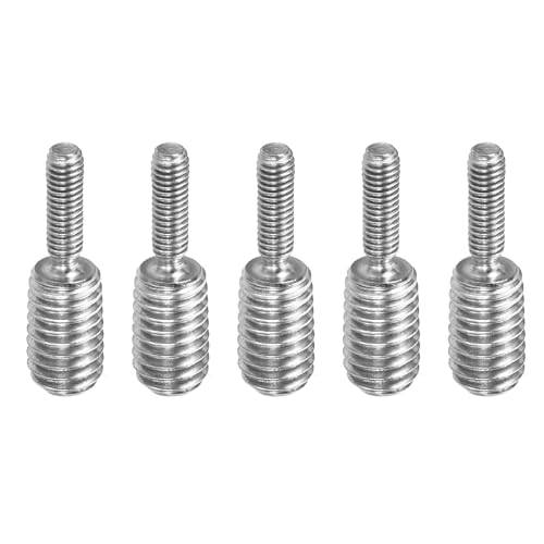 PATIKIL M3 x 0.5 auf M6 x 1.0 Doppel Ende Gewindebolzen Schraube, 5 Stück 304 Edelstahl Stangenbolzen Gewinde Reduzieradapter für Möbelbeschläge, 20mm lang von PATIKIL