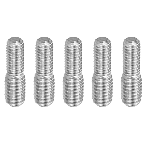 PATIKIL M5 x 0.8 auf M6 x 1.0 Doppel Ende Gewindebolzen Schraube, 5 Stück 304 Edelstahl Stangenbolzen Gewinde Reduzieradapter für Möbelbeschläge, 21mm lang von PATIKIL