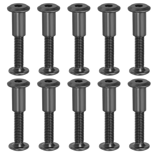 PATIKIL M6 x 25 mm Sechskantschrauben, 20 Set Buchschrauben Verbindungsschrauben Sechskant-Antrieb Steckschrauben Muttern für Scrapbook Leder Gürtel Album Foto Möbelreparatur, Schwarz von PATIKIL