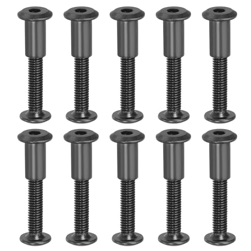 PATIKIL M6 x 30 mm Sechskantschrauben, 20 Set Buchschrauben Verbindungsschrauben Sechskant-Antrieb Steckschrauben Muttern für Scrapbook Leder Gürtel Album Foto Möbelreparatur, Schwarz von PATIKIL