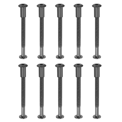 PATIKIL M6 x 70 mm Sechskantschrauben, 10er-Set Buchschrauben Pfosten Sechskant-Antrieb Steckschrauben Muttern für Scrapbook Leder Gürtel Album Foto Möbelreparatur, Schwarz von PATIKIL
