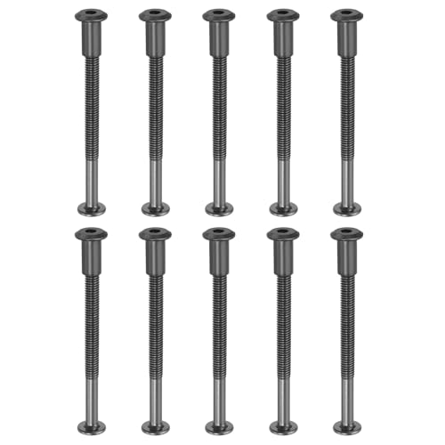 PATIKIL M6 x 80 mm Sechskantschrauben, 10er-Set Buchschrauben Verbindungsschrauben Sechskant-Antrieb Kappe Bolzen Muttern für Scrapbook Leder Gürtel Album Foto Möbelreparatur, Schwarz von PATIKIL