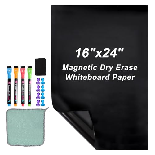 PATIKIL Magnetische Whiteboard-Folie, 16"x24" Selbstklebende Tafelfolie für die Wand, Tafel-Kontaktpapier mit Marker, magnetischem Radiergummi und Magneten, Schwarz PATIKIL Magnetische Whiteboard-Folie, 16"x24" Selbstklebende Tafelfolie für die Wand, Tafel-Kontaktpapier mit Marker, magnetischem Radiergummi und Magneten, Schwarz von PATIKIL