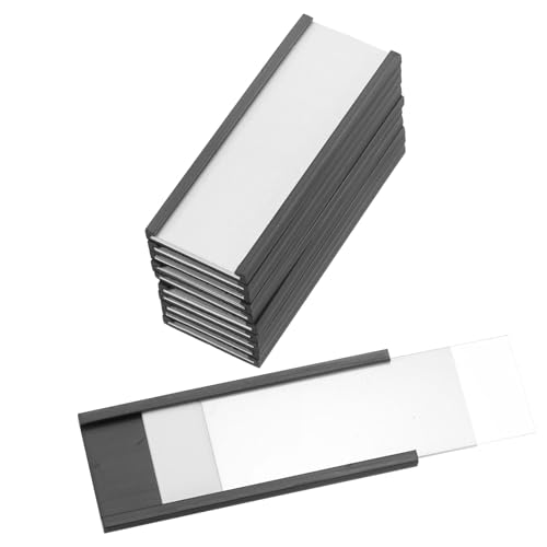 PATIKIL Magnetischer Etikettenhalter 2" x 0,7" mit Papiereinsätzen, 10 Stück C-Kanal Magnetische Aktenschranketiketten Regal-Datenkartenhalter Schilder für Metallregale Whiteboard von PATIKIL