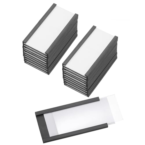 PATIKIL Magnetischer Etikettenhalter 2" x 1" mit Papiereinsätzen, 25 Stück C-Kanal Magnetische Aktenschranketiketten Regal Datenkartenhalter Schilder für Metallregale Whiteboard von PATIKIL