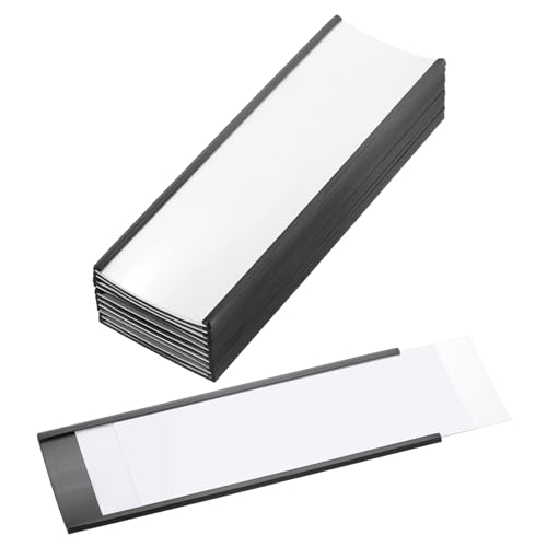 PATIKIL Magnetischer Etikettenhalter 6" x 2" mit Papiereinsätzen, 10 Stück C-Kanal Magnetische Aktenschranketiketten Regal Datenkartenhalter Schilder für Metallregale Whiteboard von PATIKIL