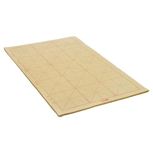 PATIKIL Maobian Xuan Papier 70 Blätter Reis Papier mit 3" Raster für Kalligraphie Übung Malerei Zeichnung Halbrohe Reife Xuan 15"x9"(Hell Gelb) von PATIKIL