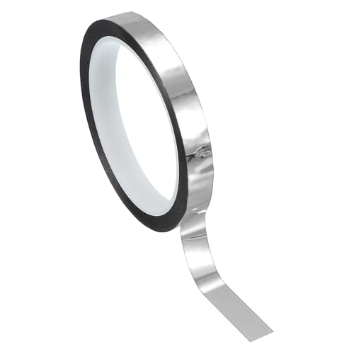 PATIKIL Metallisierte Polyesterfilm-Band 12mm x 50 Meter, Metallisches Dekorband Glänzendes Silber Klebeband Spiegelband für Detailing Akzentwand Grafik Kunst Boot Trim Wände von PATIKIL