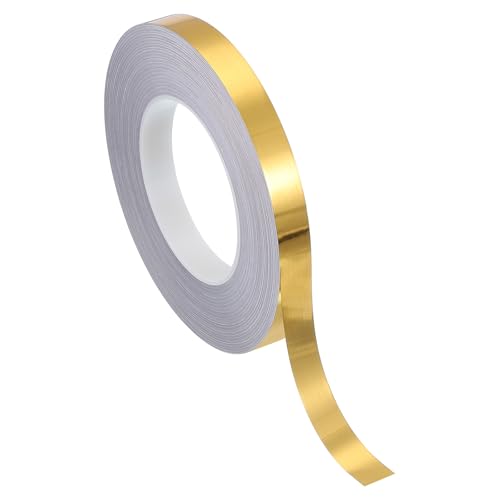 PATIKIL Metallisierte Polyesterfilm-Band 15mm x 50 Meter, Metallisches Dekorband Gebürstetes Goldenes Klebeband Spiegelband für Detailing Akzentwand Grafik Kunst Boot Trim Wände von PATIKIL