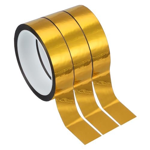 PATIKIL Metallisierte Polyesterfilm-Band 25mm x 50 Meter, 3er-Pack Metallisches Dekorband Glänzendes Goldenes Klebeband für Detailing Akzentwand Grafikkunst Boot Trim Wände PATIKIL Metallisierte Polyesterfilm-Band 25mm x 50 Meter, 3er-Pack Metallisches Dekorband Glänzendes Goldenes Klebeband für Detailing Akzentwand Grafikkunst Boot Trim Wände von PATIKIL