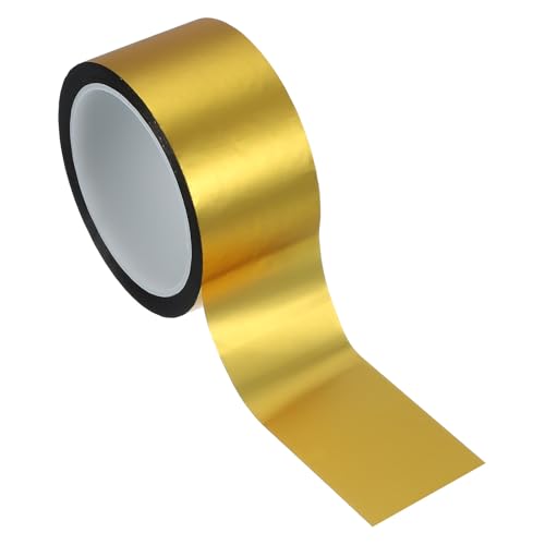 PATIKIL Metallisierte Polyesterfilm-Band 50mm x 50 Meter, Metallisches Dekorband Mattes Goldenes Klebeband Spiegelband für Detailakzent Wandgrafik Boot Trim Wände von PATIKIL