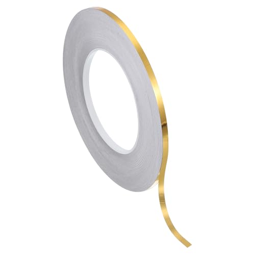 PATIKIL Metallisierte Polyesterfilm-Band 5mm x 50 Meter, Metallisches Dekorband Gebürstetes Gold Klebeband Spiegelband für Detailing Akzentwand Grafik Kunst Boot Trim Wände von PATIKIL