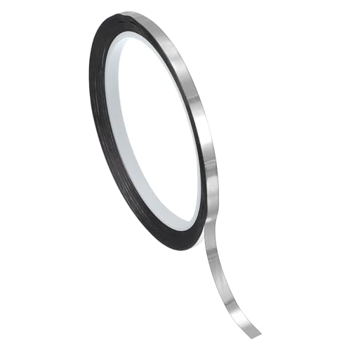 PATIKIL Metallisierte Polyesterfilm-Band 5mm x 50 Meter, Metallisches Dekorband Glänzendes Silber Klebeband Spiegelband für Detailakzent Wandgrafik Bootszierleisten von PATIKIL