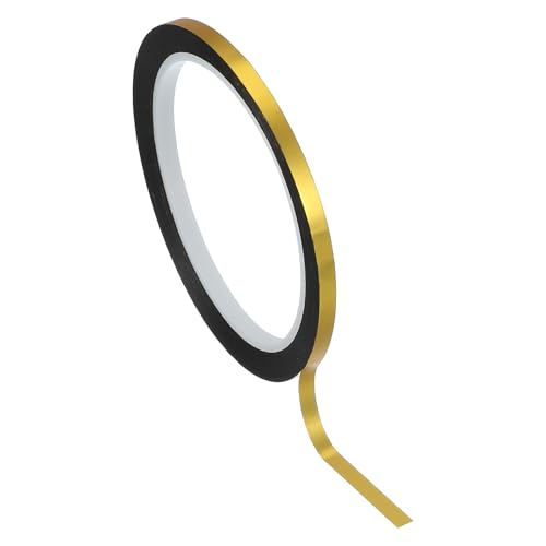 PATIKIL Metallisierte Polyesterfilm-Band 5mm x 50 Meter, Metallisches Dekorband Mattes Goldenes Klebeband für Detailakzent Wandgrafik Boot Trim Wände von PATIKIL