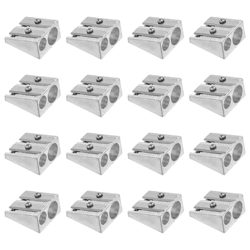 PATIKIL Metallspitzer, 12er-Pack Aluminiumlegierung Handheld Mini Manueller Bleistiftspitzer mit Doppellöchern für Büro, Klassenzimmer, Kunstmalerei, Silber PATIKIL Metallspitzer, 12er-Pack Aluminiumlegierung Handheld Mini Manueller Bleistiftspitzer mit Doppellöchern für Büro, Klassenzimmer, Kunstmalerei, Silber von PATIKIL
