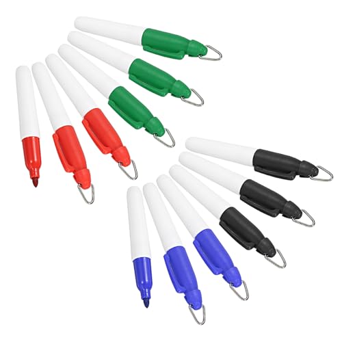 PATIKIL Mini Permanent Marker, 12er Pack Golfball-Marker-Stifte mit Schlüsselanhänger-Clip für Büro, Meetings und Outdoor-Aktivitäten, 4 Farben von PATIKIL