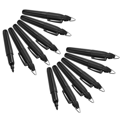 PATIKIL Mini Permanent Marker, 12er Pack Golfball-Marker-Stifte mit Schlüsselanhänger-Clip für Büro, Meetings und Outdoor-Aktivitäten, Schwarz von PATIKIL