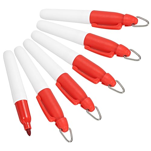 PATIKIL Mini Permanent Marker, 6er Pack Golfball-Marker-Stifte mit Schlüsselanhänger-Clip für Büro, Meetings und Outdoor-Aktivitäten, Rot PATIKIL Mini Permanent Marker, 6er Pack Golfball-Marker-Stifte mit Schlüsselanhänger-Clip für Büro, Meetings und Outdoor-Aktivitäten, Rot von PATIKIL