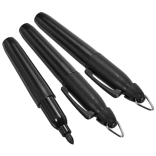 PATIKIL Mini Permanent Marker 3 Pack Trocken Radieren Stift mit Schlüsselanhänger Clip für Büro Treffen Außenaktivitäten Schwarz von PATIKIL