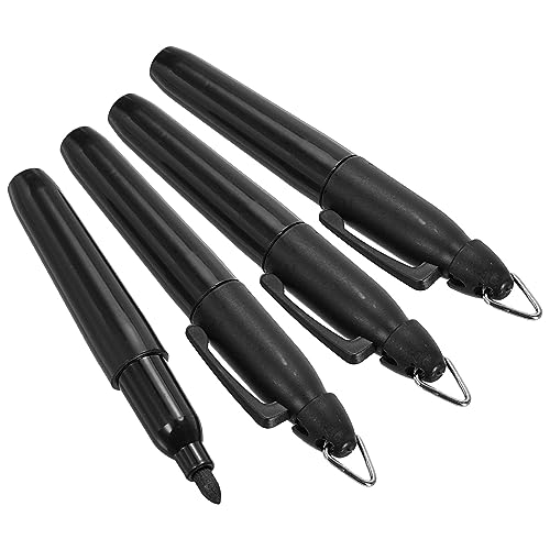 PATIKIL Mini Permanent Marker 4 Pack Trocken Radieren Stift mit Schlüsselanhänger Clip für Büro Treffen Außenaktivitäten Schwarz Tinte von PATIKIL