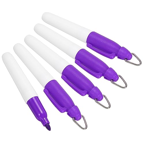 PATIKIL Mini Permanent Marker 5 Pack Trocken Radieren Stift mit Schlüsselanhänger Clip für Büro Treffen Außenaktivitäten Lila von PATIKIL