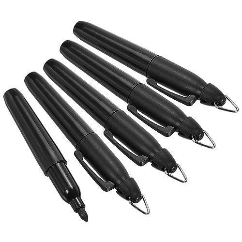 PATIKIL Mini Permanent Marker 5 Pack Trocken Radieren Stift mit Schlüsselanhänger Clip für Büro Treffen Außenaktivitäten Schwarz Tinte von PATIKIL