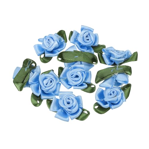 PATIKIL Mini Satinbandrosen, 20 Stück kleine Stoffblumen mit grünen Blättern für Bastelprojekte, Verzierungen, Applikationen, Blau PATIKIL Mini Satinbandrosen, 20 Stück kleine Stoffblumen mit grünen Blättern für Bastelprojekte, Verzierungen, Applikationen, Blau von PATIKIL
