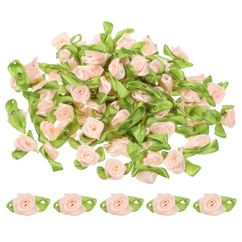 PATIKIL Mini Satinrosen, 100 Stück winzige Stoffblumen mit grünen Blättern, Verzierungen, Rosettenapplikationen für DIY-Basteln, Nähen, Hochzeit, Hellrosa PATIKIL Mini Satinrosen, 100 Stück winzige Stoffblumen mit grünen Blättern, Verzierungen, Rosettenapplikationen für DIY-Basteln, Nähen, Hochzeit, Hellrosa von PATIKIL