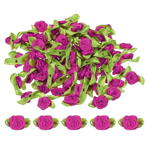 PATIKIL Mini Satinrosen, 100 Stück winzige Stoffblumen mit grünen Blättern, Verzierungen, Rosettenapplikationen für DIY-Basteln, Nähen, Hochzeit, Rosarot PATIKIL Mini Satinrosen, 100 Stück winzige Stoffblumen mit grünen Blättern, Verzierungen, Rosettenapplikationen für DIY-Basteln, Nähen, Hochzeit, Rosarot von PATIKIL
