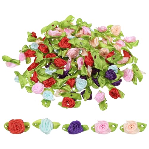 PATIKIL Mini Satinrosen, 100 Stück winzige Stoffblumen mit grünen Blättern, Verzierungen, Rosettenapplikationen für DIY-Basteln, Nähen, Hochzeit, bunt PATIKIL Mini Satinrosen, 100 Stück winzige Stoffblumen mit grünen Blättern, Verzierungen, Rosettenapplikationen für DIY-Basteln, Nähen, Hochzeit, bunt von PATIKIL