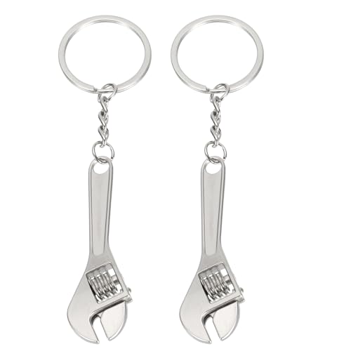 PATIKIL Mini Schraubenschlüssel Schlüsselanhänger, 2er Pack Multifunktionales Praktisches Taschenwerkzeug für Schraubenschlüssel Klaue Schlüsselring, Silber von PATIKIL