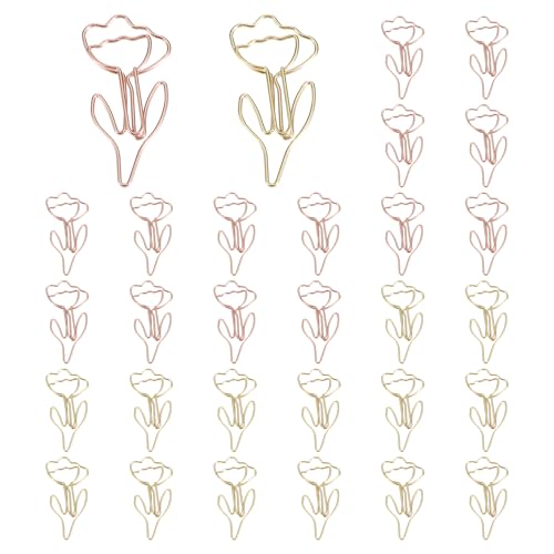 PATIKIL Niedlicher Büroklammer, 30 Stück Blumenform Büroklammer Metall Lustige Lesezeichen Planer Clips Klammer für Zuhause Bürobedarf Schreibtisch Datei Organisation, Gold, Roségold von PATIKIL