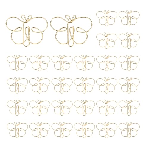 PATIKIL Niedlicher Büroklammer, 30 Stück Schmetterlingsform Büroklammer Metall Lustige Lesezeichen Planer Clips Klammer für Zuhause Bürobedarf Schreibtisch Datei Organisation, Gold von PATIKIL