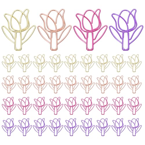 PATIKIL Niedlicher Büroklammer, 40 Stück Tulpenform Büroklammer Metall Lustige Lesezeichen Planer Clips Klammer für Zuhause Bürobedarf Schreibtisch Datei Organisation, Bunt PATIKIL Niedlicher Büroklammer, 40 Stück Tulpenform Büroklammer Metall Lustige Lesezeichen Planer Clips Klammer für Zuhause Bürobedarf Schreibtisch Datei Organisation, Bunt von PATIKIL