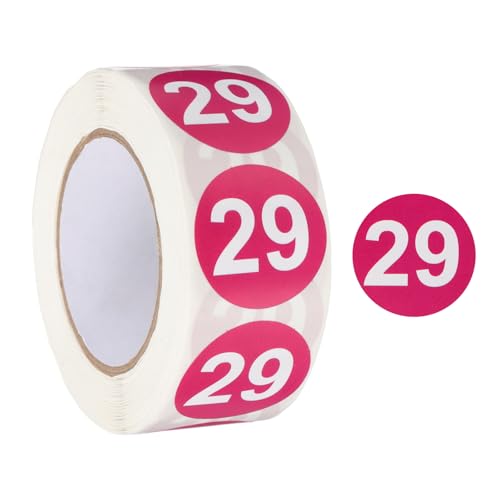PATIKIL Nummer 29 Kreisaufkleber, 1 Zoll runde farbcodierte selbstklebende Nummernaufkleber 500 Etiketten/Rolle für die Organisation zu Hause und im Büro, Rot-Violett mit weißem Text PATIKIL Nummer 29 Kreisaufkleber, 1 Zoll runde farbcodierte selbstklebende Nummernaufkleber 500 Etiketten/Rolle für die Organisation zu Hause und im Büro, Rot-Violett mit weißem Text von PATIKIL