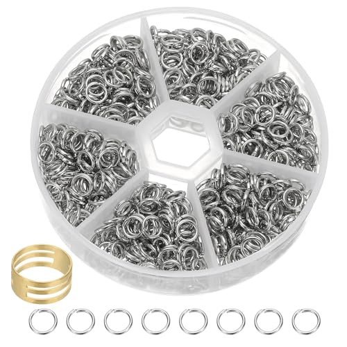 PATIKIL Offene Sprungringe, 1000 Stück 6mm Runde Ring Charm Loops Verbinder mit Ringen für Schmuckherstellung DIY Handwerk Schlüsselanhänger Halsketten Ohrringe, Silberton von PATIKIL