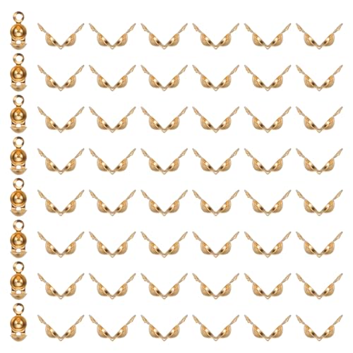 PATIKIL Perlen-Tipps Knotenabdeckung, 1400 Stück Offene Perlen-Tipps Klapp-Über Perlen-Kalotten-Endkappen zum Verpressen von Perlen-Knotenwerkzeug, Hellgold-Ton PATIKIL Perlen-Tipps Knotenabdeckung, 1400 Stück Offene Perlen-Tipps Klapp-Über Perlen-Kalotten-Endkappen zum Verpressen von Perlen-Knotenwerkzeug, Hellgold-Ton von PATIKIL