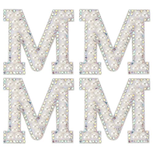 PATIKIL Perlenbuchstaben-Patches, 4 Stück Weiße Chenille-Buchstaben Glitzer Strass Alphabet Applikation Stoff-Patches zum Aufbügeln für Kleidung Jacke Rucksack Hut, m PATIKIL Perlenbuchstaben-Patches, 4 Stück Weiße Chenille-Buchstaben Glitzer Strass Alphabet Applikation Stoff-Patches zum Aufbügeln für Kleidung Jacke Rucksack Hut, m von PATIKIL