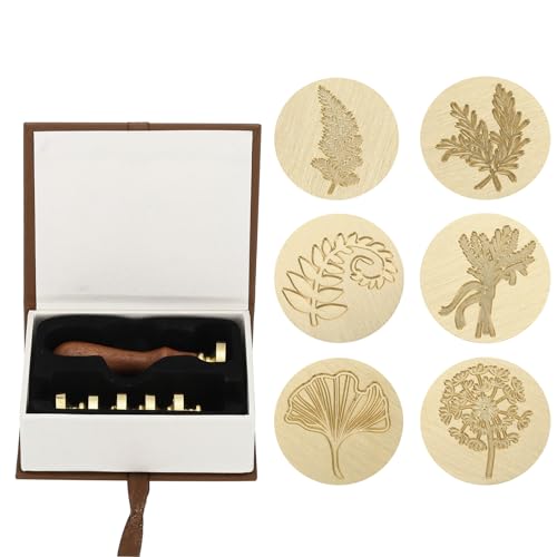 PATIKIL Pflanzenwachs-Siegelstempel-Set, Blumen-Siegelstempel mit Holzgriff, Geschenkbox mit Blättern und Zweigen, Vintage-Dekoration, Stil 1 PATIKIL Pflanzenwachs-Siegelstempel-Set, Blumen-Siegelstempel mit Holzgriff, Geschenkbox mit Blättern und Zweigen, Vintage-Dekoration, Stil 1 von PATIKIL