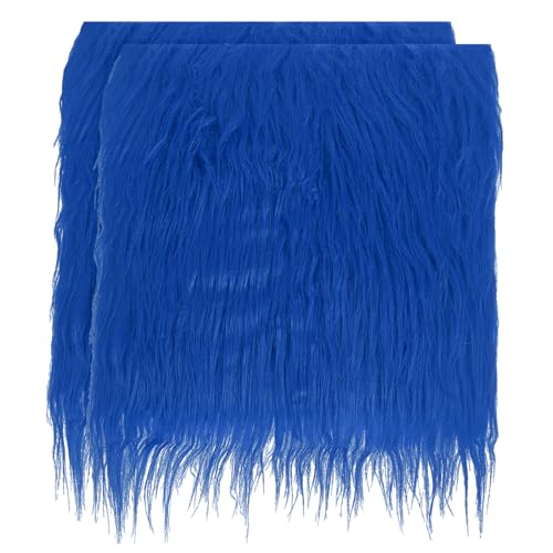 PATIKIL Plüsch Kunstpelz Stoff Quadrat, 2 Stück 10 x 10 Zoll Flauschige Kunstpelz Patches Schnitte Künstlicher Bastelpelz für DIY Basteln Weihnachten Halloween Wichtelbart, Blau von PATIKIL