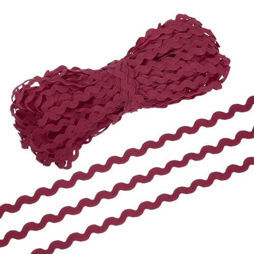 PATIKIL RIC Rac Trim 5mm, 28 Yards, gewelltes Fransenband, Rick Rack-Spitzenbesatzband zum Nähen, Basteln, Kleidung, Geschenkverpackung, Party-Verzierung, Deep Red von PATIKIL