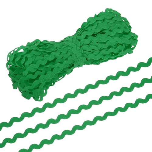 PATIKIL RIC Rac Trim 5mm, 28 Yards, gewelltes Fransenband, Rick Rack-Spitzenbesatzband zum Nähen, Basteln, Kleidung, Geschenkverpackung, Party-Verzierung, Dunkelgrün von PATIKIL