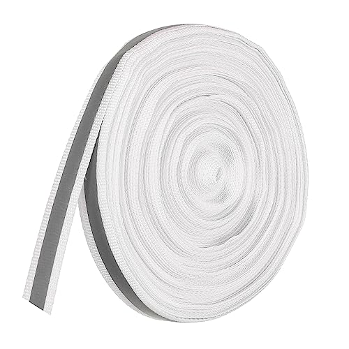 PATIKIL Reflektierende Bänder Streifen 10mm x 22yards Hohe Sichtbarkeit Reflektierende Bänder Aufgenäht Basteln Warnung Sicherheit Stoff Gurtband für Kleidung Regenmäntel Weiß von PATIKIL