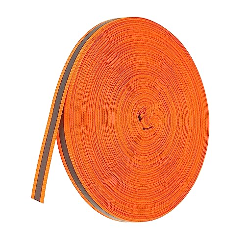 PATIKIL Reflektierende Bänder Streifen 10mm x 50yards Hohe Sichtbarkeit Reflektierende Bänder Aufgenäht Basteln Warnung Sicherheit Stoff Gurtband für Kleidung Regenmäntel Orange von PATIKIL