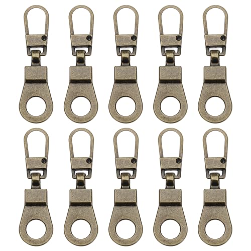 PATIKIL Reißverschluss-Zugersatz, 10 Stück abnehmbare Metall-Zipper-Reparatur-Kit-Zieher mit Verriegelung Reißverschluss-Schieber für Kleidung, Geldbörse, Koffer, Rucksäcke, Bronze von PATIKIL