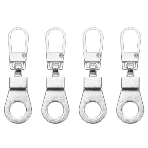 PATIKIL Reißverschluss-Zugersatz, 4 Stück abnehmbare Metall-Zipper-Reparatur-Kit-Zieher mit Verriegelungs-Zipper-Schieber für Kleidung, Geldbörse, Koffer, Rucksack, Silberton von PATIKIL