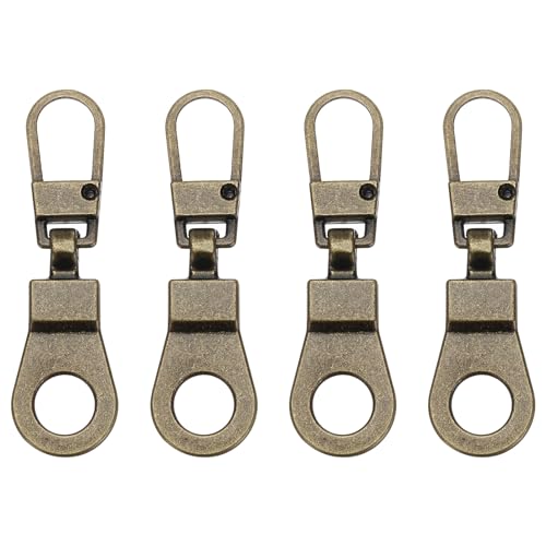 PATIKIL Reißverschluss-Zugersatz, 4 Stück abnehmbare Metall-Zipper-Reparatur-Kit-Zieher mit Verriegelungs-Zipper-Schieber für Kleidung, Geldbörse, Koffer, Rucksäcke, Bronze von PATIKIL